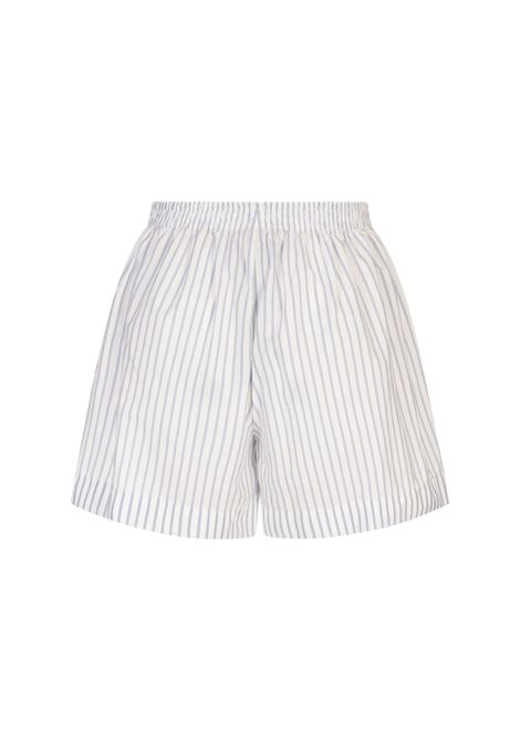Shorts In Nylon Bianco a Righe Azzurre MONCLER | 093-2B00006 598S1F00